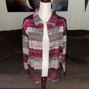Chico's Design • Burgundy/Gold/Beige • X- Large • Striped • Jacket